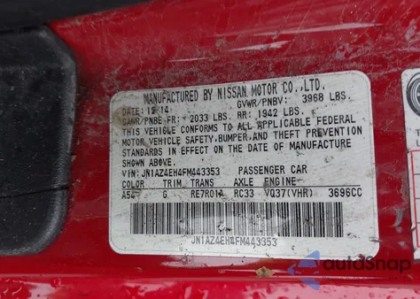 2015 Nissan 370Z from USA, damaged, VIN JN1AZ4EH4FM443353